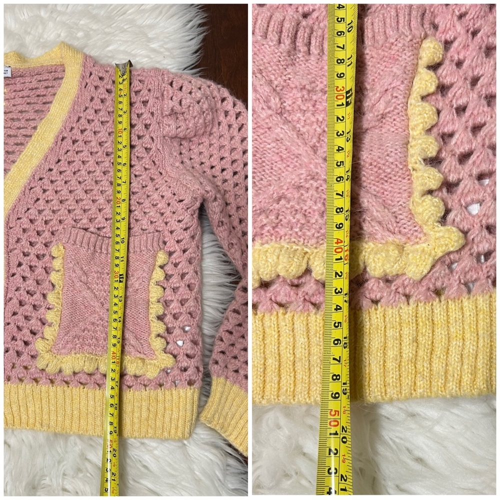Zara Pastel Yellow and Pink Crochet Cardigan - Picture 16 of 16